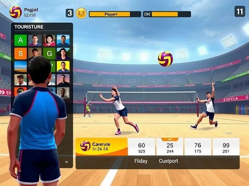 Volley Conquerors IN tournament screen showing Indian stadium